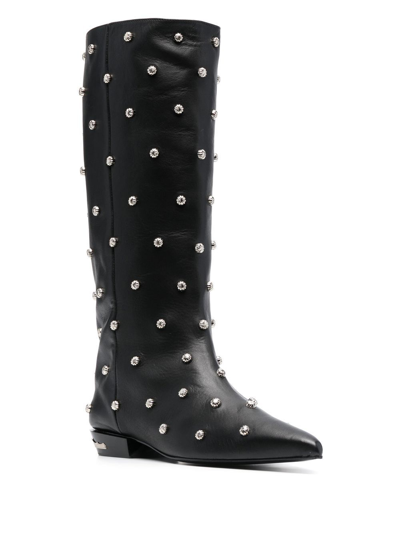 Toga Studded Pointed-toe Boots In Schwarz