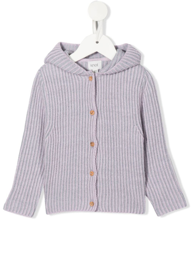 Knot Babies' Gwenda Ribbed-knit Cardigan In Purple