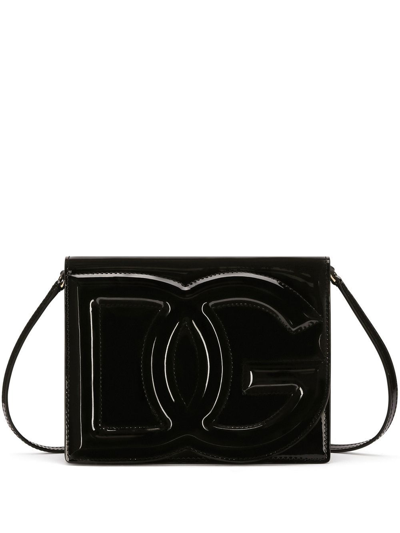 Dolce & Gabbana Patent Leather Dg Logo Bag Crossbody In Black