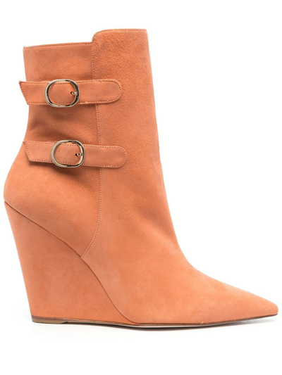 Stuart Weitzman Buckle-fastening 110mm Suede Boots In Orange