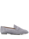 Stuart Weitzman Jet 10mm Suede Loafers In Grey