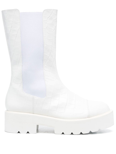 Stuart Weitzman 55mm Chunky Slip-on Boots In White