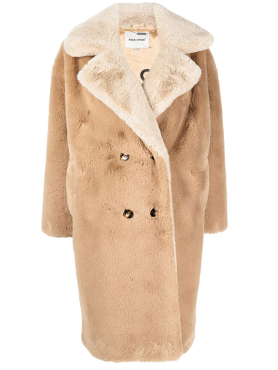 Each X Other Double-breasted Faux-fur Coat In Sand
