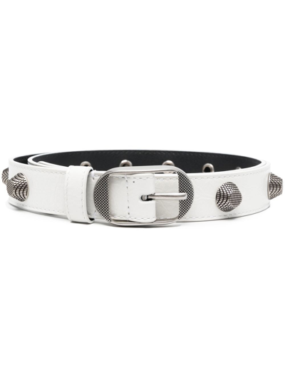 Balenciaga Eyelet Leather Belt In Weiss