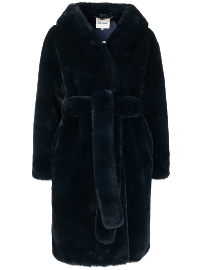 Each X Other Faux-fur Hooded Coat In Navy