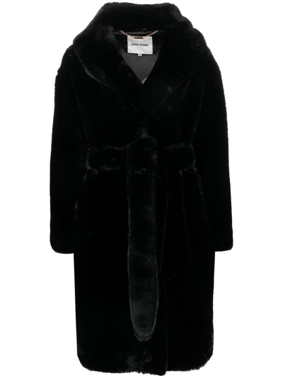 Each X Other Faux-fur Hooded Coat In Black