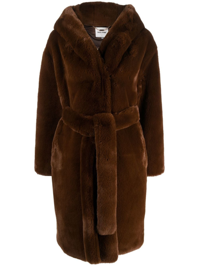 Each X Other Faux-fur Hooded Coat In Brown