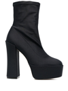 Stuart Weitzman Skyhigh Stretch Suede Platform Booties In Black Suede