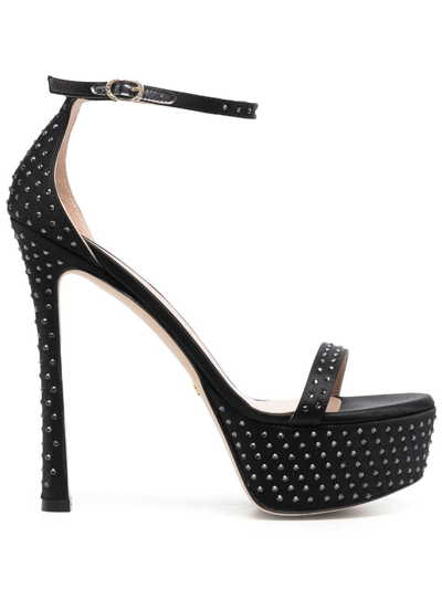 Stuart Weitzman 160mm Crystal-embellished Platform Sandals In Black