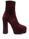 Stuart Weitzman Skyhigh 145mm Suede Platform Boots In Red