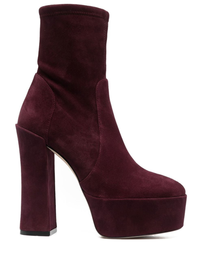 STUART WEITZMAN SKYHIGH 145MM SUEDE PLATFORM BOOTS