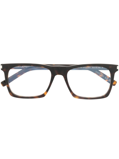 Saint Laurent Tortoise-shell Square Frames In Brown