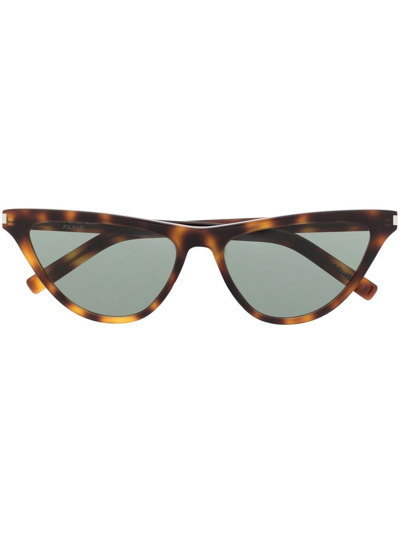 Saint Laurent Tortoiseshell-effect Sunglasses In Brown