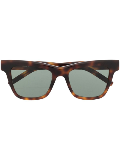 Saint Laurent Tortoiseshell-effect Sunglasses In Brown