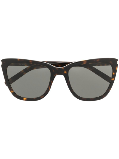Saint Laurent Tortoiseshell Oversized Sunglasses In Brown