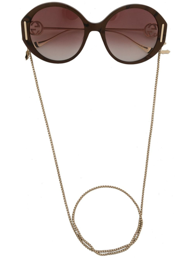 Gucci Oversized Round Sunglasses In Brown