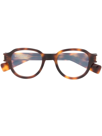 Saint Laurent Tortoiseshell-effect Glasses In Brown