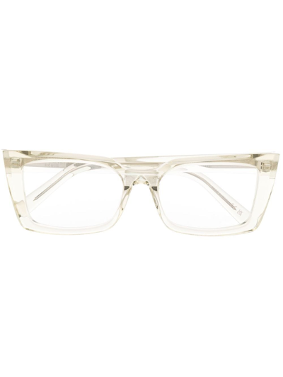 Saint Laurent Sl554 Square-frame Glasses In Green