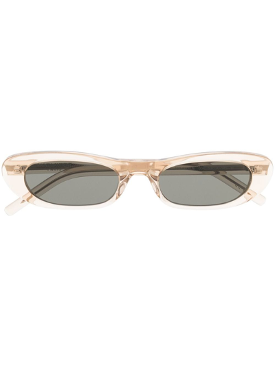 Saint Laurent Slim Oval Acetate Sunglasses In Beige