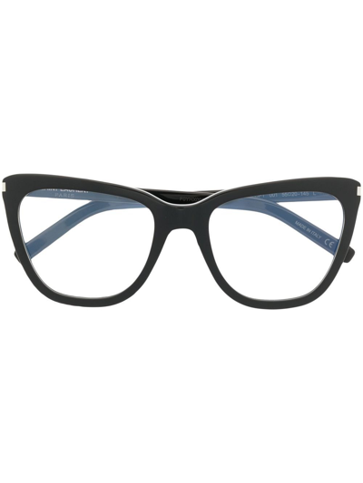 Saint Laurent Cat-eye Frame Eyeglasses In Black