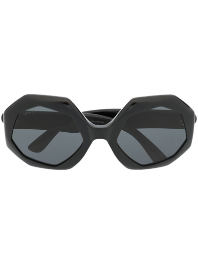 Gucci Geometric-frame Sunglasses In Schwarz