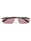 Gucci 125th Street Rimless 56mm Rectangular Sunglasses In Gold
