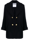 Moschino Open-front Virgin Wool Coat In Schwarz