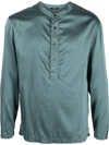 Tom Ford Half-button Silk Shirt In Grün