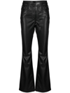 Mother The Weekender Mid-rise Faux-leather Flare Jeans In Schwarz