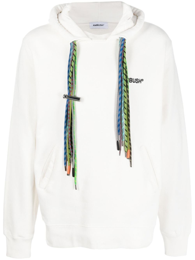 Ambush Embroidered Logo Multicord Cotton Hoodie In White