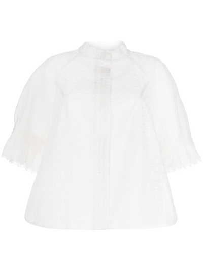 Shiatzy Chen Lace-collar Detail Jacket In White