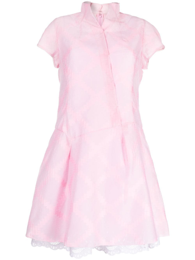 Shiatzy Chen Lace-underlay Cotton Dress In Pink