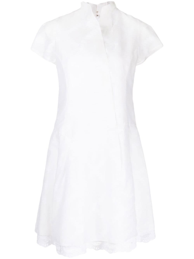 Shiatzy Chen Lace-underlay Cotton Dress In White
