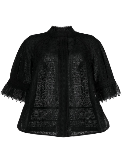 Shiatzy Chen Lace Half-length Sleeve Jacket In Black