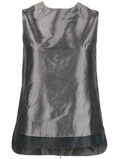 Shiatzy Chen Contrasting-trim Detail Blouse In Grey