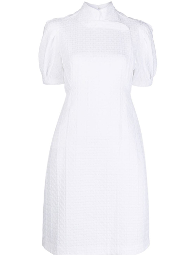Shiatzy Chen Band-collar Short-sleeved Dress In White