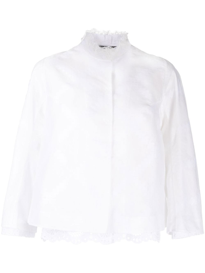 Shiatzy Chen Lace Collar Jacket Set In White