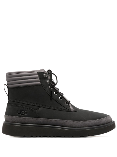 Ugg Padded-ankle Lace-up Boots In Schwarz