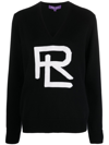 Ralph Lauren Logo-knit V-neck Jumper In Schwarz
