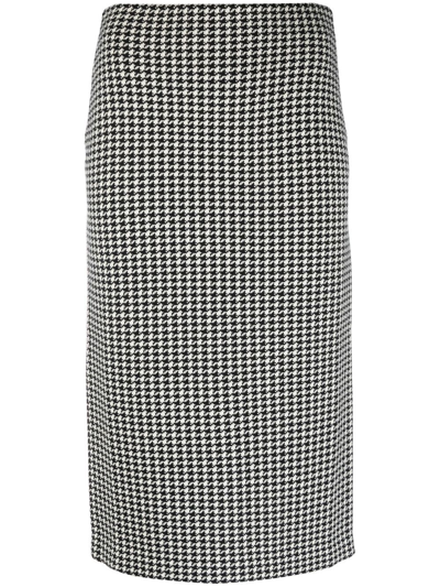 Polo Ralph Lauren Jacquard-knit Houndstooth Pencil Skirt In Black Cream