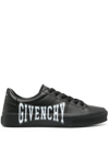 GIVENCHY LOGO-PRINT LEATHER SNEAKERS