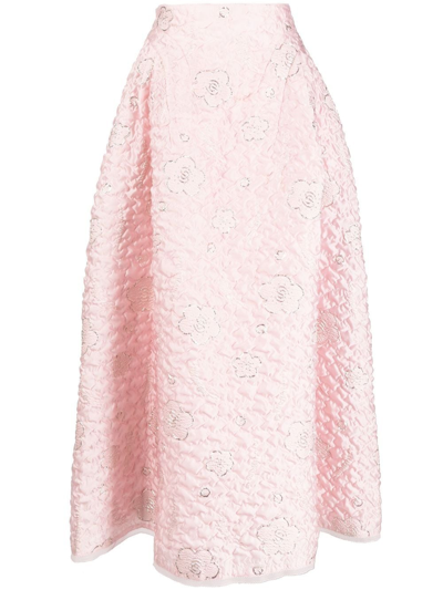 Shiatzy Chen A-line Jacquard Midi Skirt In Pink