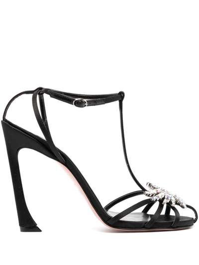 Piferi Maggio 100 Black Embellished Satin Sandals