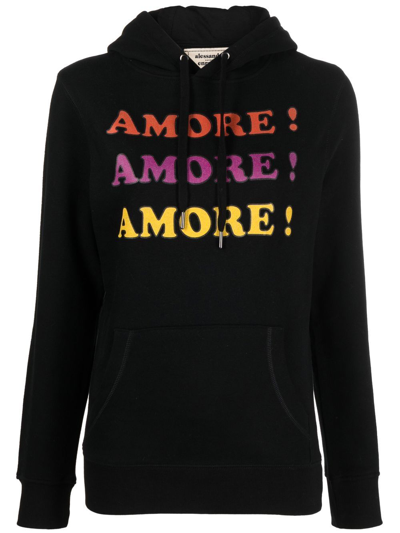 Alessandro Enriquez Slogan-print Drawstring Hoodie In Schwarz