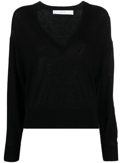 Iro Fine-knit V-neck Jumper In Schwarz