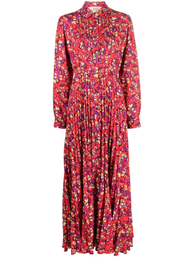 Alessandro Enriquez Floral-print Dress In Rot