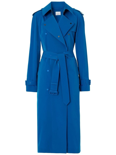 Burberry Waterloo Tied-waist Trench Coat In Blue