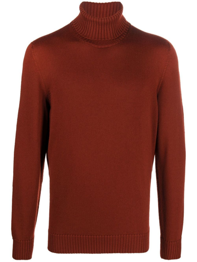 Drumohr Roll Neck Merino Jumper In Brown