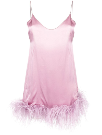 Oseree Plumage Feather-trimmed Minidress In Lavender