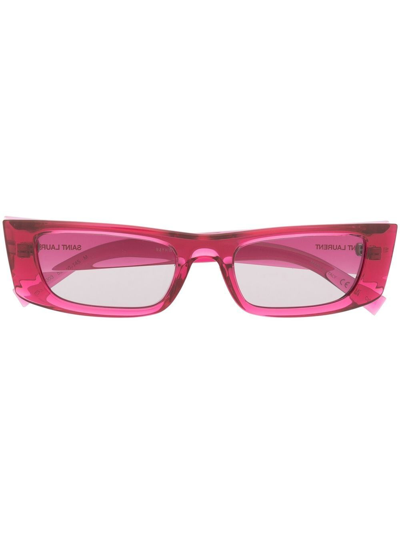 Saint Laurent Rectangle-frame Sunglasses In Pink